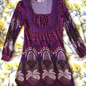 Solitaire LA Sweater Dress Boho Purple Gypsy
